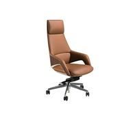 Angel Cerdá - Chaise Bureau Design Moderne Pivotante, Revêtue en Similicuir Marron | Chaise Bureau Ergonomique avec Dossier Large et Accoudoirs | Pieds Chromés avec roulettes | 67 x 69 x 121 cm