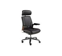 Angel Cerdá - Chaise Bureau Design Moderne Pivotante, Revêtue en Similicuir Noir | Chaise Bureau Ergonomique avec Dossier Large et Accoudoirs | Pieds en Acier Chromé | 74 x 70 x 118 cm