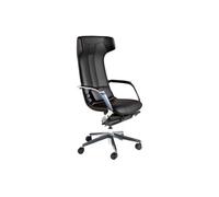 Angel Cerdá - Chaise Bureau Design Moderne Pivotante, Revêtue en Similicuir Noir | Chaise Bureau Ergonomique avec Dossier Large et Accoudoirs | Pieds en Acier Chromé | 63 x 66 x 122 cm