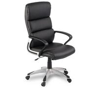 Fauteuil de bureau pivotant - JANSPORT - EG-228 - Cuir écologique - Noir - Accoudoirs durables - Mécanisme TILT