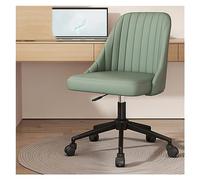 Fauteuil de Bureau pivotant Moderne sans accoudoirs en Cuir synthétique avec Base en métal Robuste, Bleu