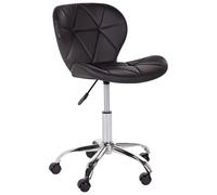 Fauteuil de Bureau Pivotant Réglable Base Argentée Siège en Cuir PU Noir Valetta