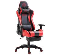 CLP Fauteuil de bureau Boavista en similicuir avec/sans repose-pied , Noir / Rouge/avec repose-pieds Noir / Rouge G