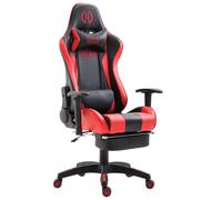 CLP Fauteuil de bureau Boavista en similicuir avec/sans repose-pied , Noir / Rouge/avec repose-pieds Noir / Rouge G