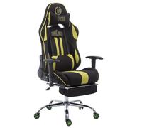 CLP Fauteuil de bureau racing Limit tissu avec ou sans repose-pieds , Noir / Vert/avec repose-pieds Noir / Vert
