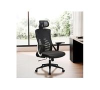Fauteuil de bureau réglable à roulettes 65x65x113/123 cm en tissu noir