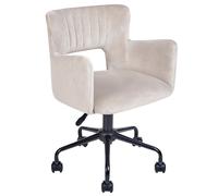 Fauteuil de Bureau Rétro Siège Ajustable et Pivotant en Velours Taupe Sanilac
