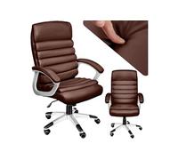 Chaise de bureau - TECTAKE - Fauteuil de bureau PAUL avec des accoudoirs rembourrés en cuir syntéhtique, réglable - Marron