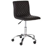Fauteuil de Bureau Siège Hauteur Ajustable Rembourré Matelassé en Cuir PU Noir O