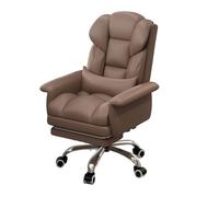 Fauteuil de bureau simple en cuir avec repose-pieds, fauteuil de bureau avec coussin lombaire, fauteuil inclinable pivotant avec accoudoirs entièrement enveloppés et siège en latex pour chambre à