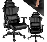 FAUTEUIL DE BUREAU - TECTAKE - Chaise Gamer RACING SPORT avec Coussins - Hauteur Réglable - Inclinable Pivotante - Noir