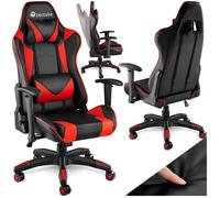 FAUTEUIL DE BUREAU - TECTAKE - Chaise gamer TWINK Forme ergonomique Rotative à 360 ° et réglable en continu en hauteur - Noir/Rouge