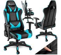 FAUTEUIL DE BUREAU - TECTAKE - Chaise gamer TWINK Forme ergonomique Rotative à 360 ° et réglable en continu en hauteur - Noir/Azur