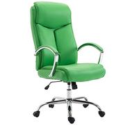 Fauteuil De Bureau Vaud XL Similicuir I Chaise De Bureau avec Accoudoirs I Ajustable Pivotante | Piètement Métal Chromé, Couleur:Vert