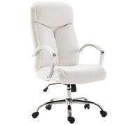 Fauteuil De Bureau Vaud XL Similicuir I Chaise De Bureau avec Accoudoirs I Ajustable Pivotante | Piètement Métal Chromé, Couleur:Blanc