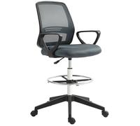 Vinsetto Fauteuil de Bureau Chaise de Bureau 68l x 76,5l x 100-120H cm Gris | Assise Haute Réglable, Tabouret de Bureau Pivotant 360°, Maille Respirante