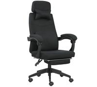 Fauteuil de bureau - Vinsetto - grand confort - dossier réglable repose-pied roulettes 360° - lin - 62 x 68 x 127 cm - noir