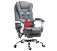 Vinsetto Fauteuil de bureau massant chauffant, ergonomique, hauteur réglable, pivotant 360°, lin gris