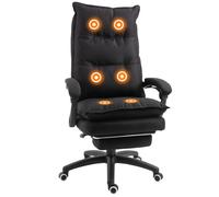 Fauteuil de bureau - Vinsetto - massant dossier inclinable hauteur réglable repose-pied télécommande filaire pivotant - lin - noir