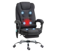 Vinsetto Fauteuil de Bureau massant et Chauffant, Chaise de Bureau, Chaise Ergonomique avec Hauteur réglable, Dossier inclinable et télécommande Filaire, pivotant à 360°, en Toile de Lin, Noir