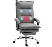 Vinsetto Fauteuil de bureau massant et chauffant réglable microfibre gris
