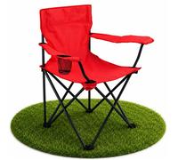 Fauteuil de camping pliant TERRE JARDIN rouge et noir - polyester Oxford 600D, porte-gobelet, charge 110 kg, 80 x 79 cm, 2 kg