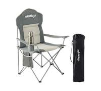 Fauteuil de Camping Relaxdays, Pliant, Sac de Transport, Porte-gobelet, 160 kg, rembourré, Polyester, Acier, Gris