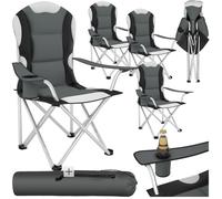 FAUTEUIL DE CAMPING - TECTAKE - Lot de 4 Chaises de Camping pliables avec Porte Gobelet et Housse Sac de Transport - Gris