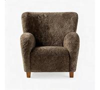 Fauteuil De Canapé en Faux Canapé Rétro Moderne, Chaise D'appoint en Peau De Mouton Marron, Canapé Monoplace Incurvé for Salon Et Chambre À Coucher(C)