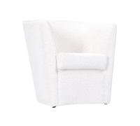 Fauteuil de chambre en tissu teddy bouclé blanc - style contemporain avec structure en bois - design enveloppant et confortable - idéal pour espace détente, chambre ou lecture