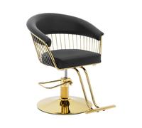 Fauteuil de coiffeur avec repose-pieds - 44 - 54 cm - 200 kg - Noir, Doré | physa