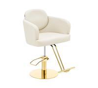 Fauteuil de coiffeur avec repose-pieds - 480 - 630 mm - 200 kg - Crème / Doré | physa
