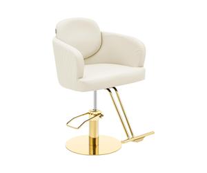 Fauteuil de coiffeur avec repose-pieds - 480 - 630 mm - 200 kg - Crème / Doré | physa