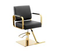 Fauteuil de coiffeur avec repose-pieds - 50 - 66 cm - 200 kg - Noir, Doré | physa