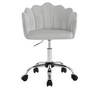 Fauteuil de coiffeuse pivotant en velours ergonomique avec dossier en forme de pétale et roulettes Hauteur réglable