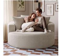 Fauteuil de détente - TECTAKE - Fauteuil cocooning LOVE Samtcord mousse haut de gamme à haute densité - Velours côtelé beige