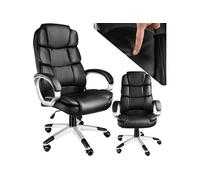 Chaise de bureau - TECTAKE - Fauteuil de direction JONAS avec accoudoirs rembourrés et fonction de bascule réglable - Noir