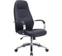 Fauteuil de Direction Chaise de bureau Waytex FELIS Noir Ergonomique Basculant Simili cuir avec pied et accoudoirs en acier chromé Noir G