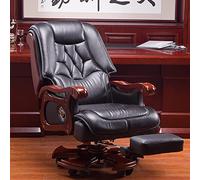 Fauteuil de direction ergonomique en cuir reconstitué à dossier haut, chaise de bureau d'ordinateur de direction, accoudoir rabattable avec repose-pieds rétractable et base en métal pour bureau à