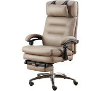 Fauteuil De Direction Inclinable À Grand Angle avec Repose-Pieds - Chaise De Bureau Ergonomique Réglable en Hauteur, Montage Facile(Light Coffee)