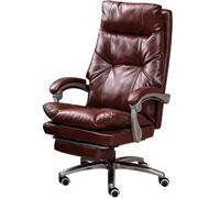 Fauteuil De Direction Inclinable Grand Angle 175° - Fauteuil D'ordinateur Ergonomique Et Confortable avec Repose-Pieds, Rembourrage Extra Épais, Supporte 150 Kg (330,7 LB)(Reddish Brown)