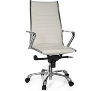 hjh OFFICE 720052 Fauteuil de Direction Professionnel PARIBA III Similicuir Blanc Chaise de Bureau Design, Ergonomique, Dossier Haut
