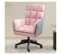 Fauteuil de Direction pivotant en Tissu Rose avec Dossier Haut et roulettes, idéal pour Le Bureau ou Le Salon.