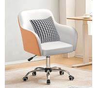 Fauteuil de Direction pivotant et Confortable en Cuir, Fauteuil Ergonomique inclinable et Respirant, Orange, pour Le Bureau et la Maison.