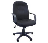 Fauteuil de direction tissu noir bas dossier basculant et réglable en hauteur - Lot de 10 - MOBIKA - SI-DI-019