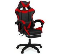 Fauteuil de gaming ALEX réglable avec repose-pied, coussin de tête et coussin lombaire noir et rouge G