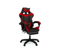 IDMarket Fauteuil de gaming ALEX réglable, repose-pied, coussin de tête et lombaire, noir/rouge