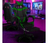 IDMarket Fauteuil de gaming Alex réglable avec repose-pied, coussin de tête et lombaire Noir/Vert