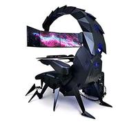 Fauteuil de gaming avec support lombaire massant - Chaise de bureau ergonomique avec dossier haut plat - Chaise d'ordinateur pour un confort ultime en cuir PU