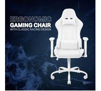 Fauteuil de gaming - DELTACO GAMING - GAM-096-W - Réglable en hauteur - Accoudoirs - Blanc